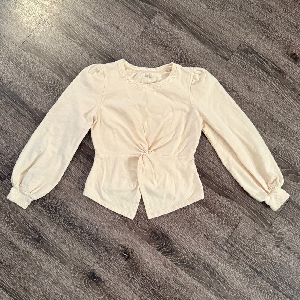 Pilcro Cream Twist Front Sweatshirt